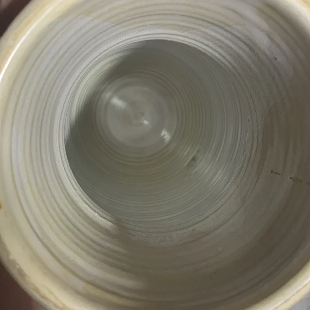 Jonathan Griffith Signed Terracotta Vase with Hues of Yellow and Grey